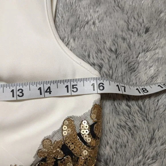 Tadashi Shoji Black and White Dress with Gold Accents - Picture 6 of 16